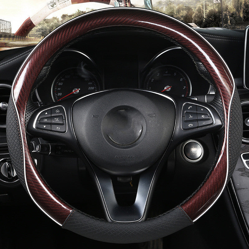 Car Steering Wheel Cover Round Handle Cover Carbon Fiber Texture