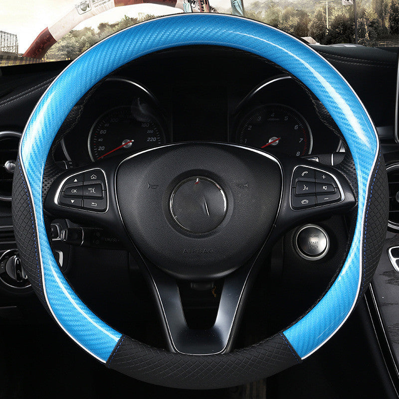 Car Steering Wheel Cover Round Handle Cover Carbon Fiber Texture