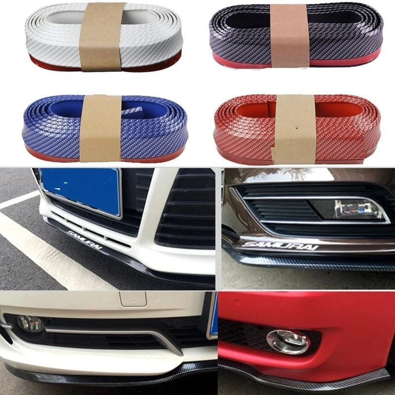 Carbon fiber car front lip bumper strip