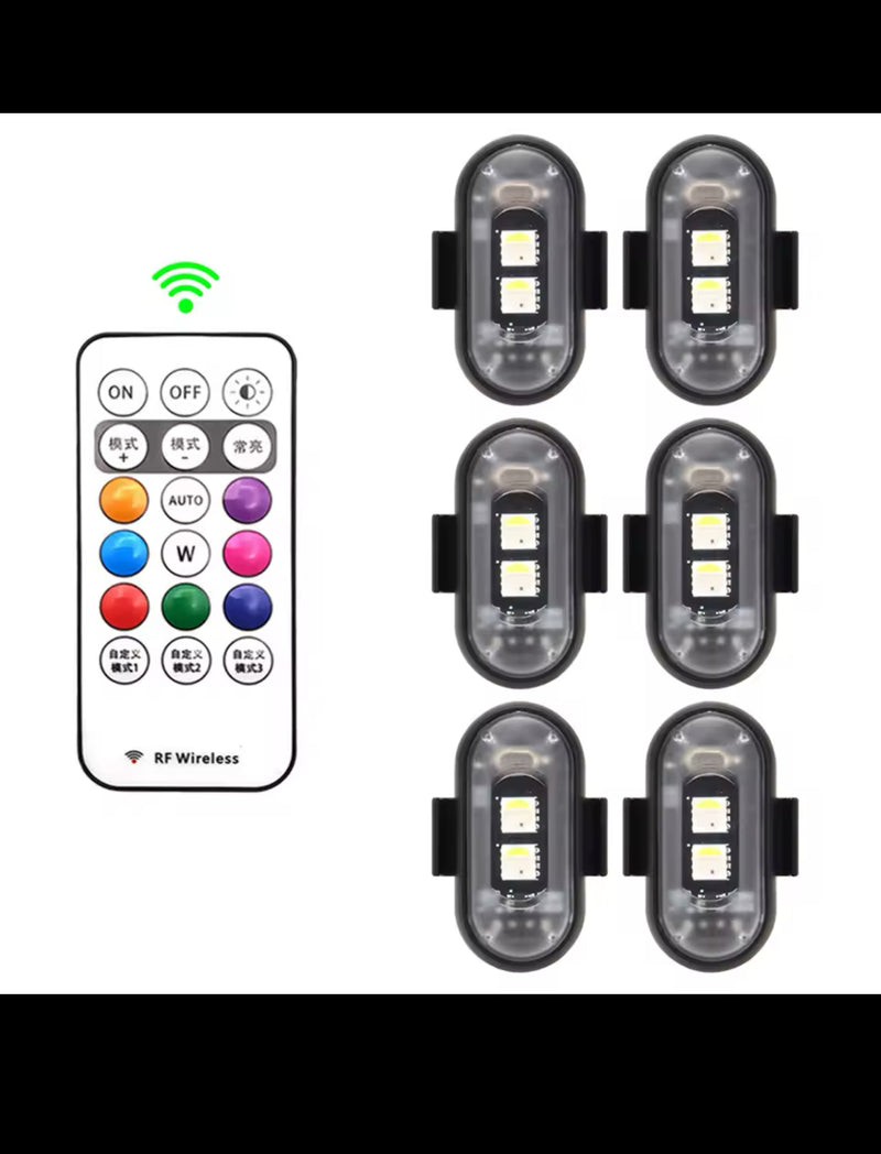 Lumières stroboscopiques sans fil à LED RVB pour moto, position de flash, avion, hélicoptère, lumières iodées