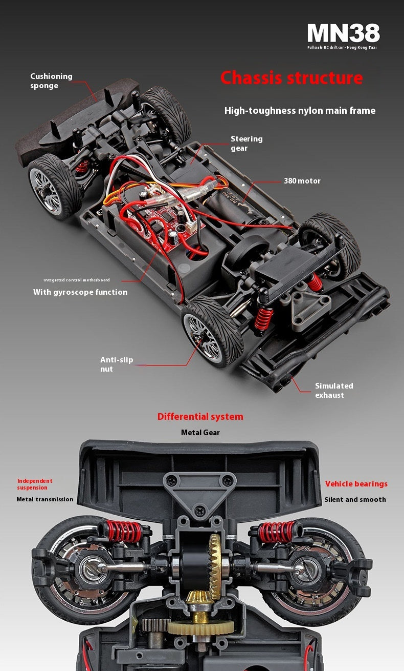 Full Scale RC Drift Remote Control Car Taxi Toy