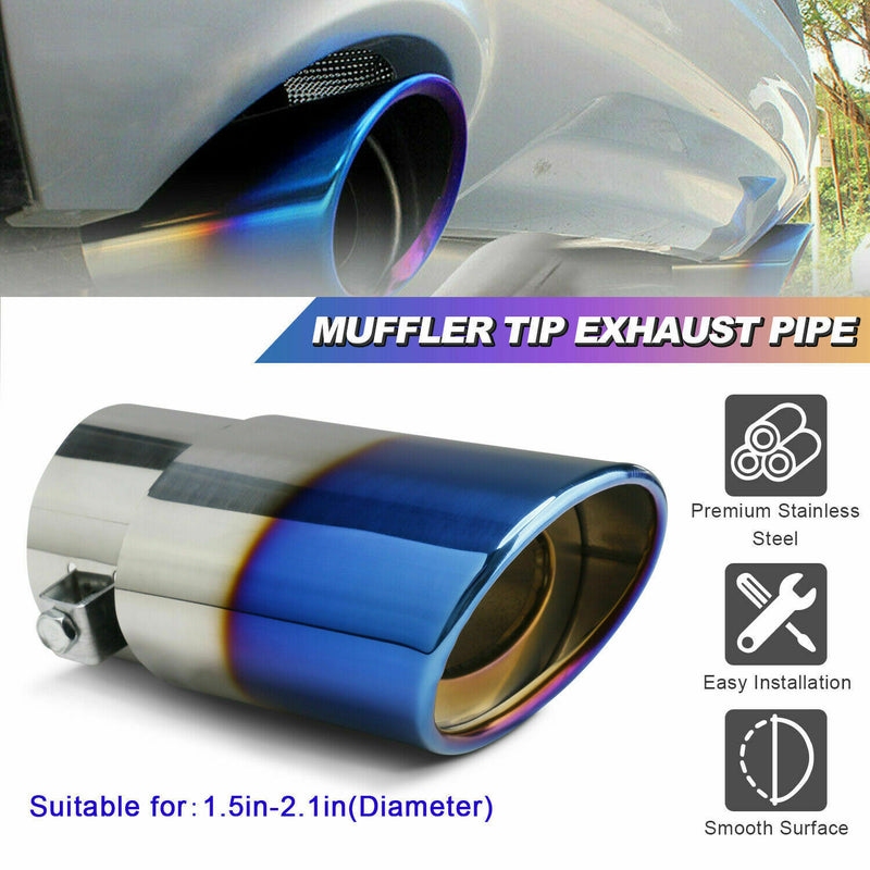 Car Exhaust Pipe Tip Rear Tail Throat Muffler Stainless Steel Round Accessories